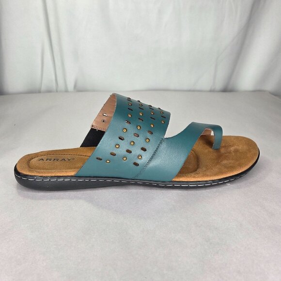 NWOT ARRAY Women's Catalina Green Studded Leather Sandals - Picture 3 of 8